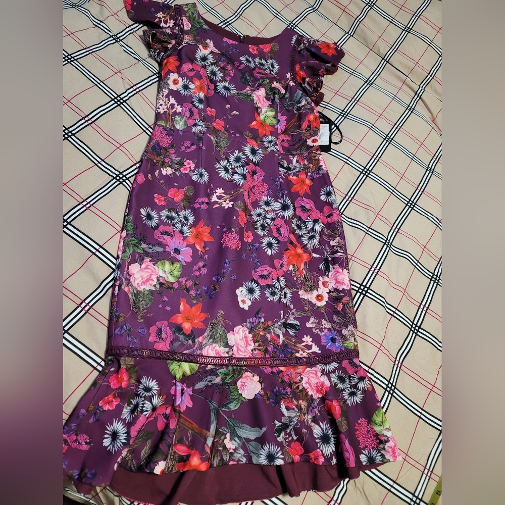 David MEISTER Floral Purple Dress sz.14
